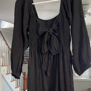 Madewell Black Long Sleeve Square-Neck Jumpsuit